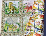 Kristin Blandford Designs Dinosaur Quilt for Baby or Toddler, Prehistoric Animals Adventures Boy Crib Bedding, Little Boy Blanket, Newborn Name Initials
