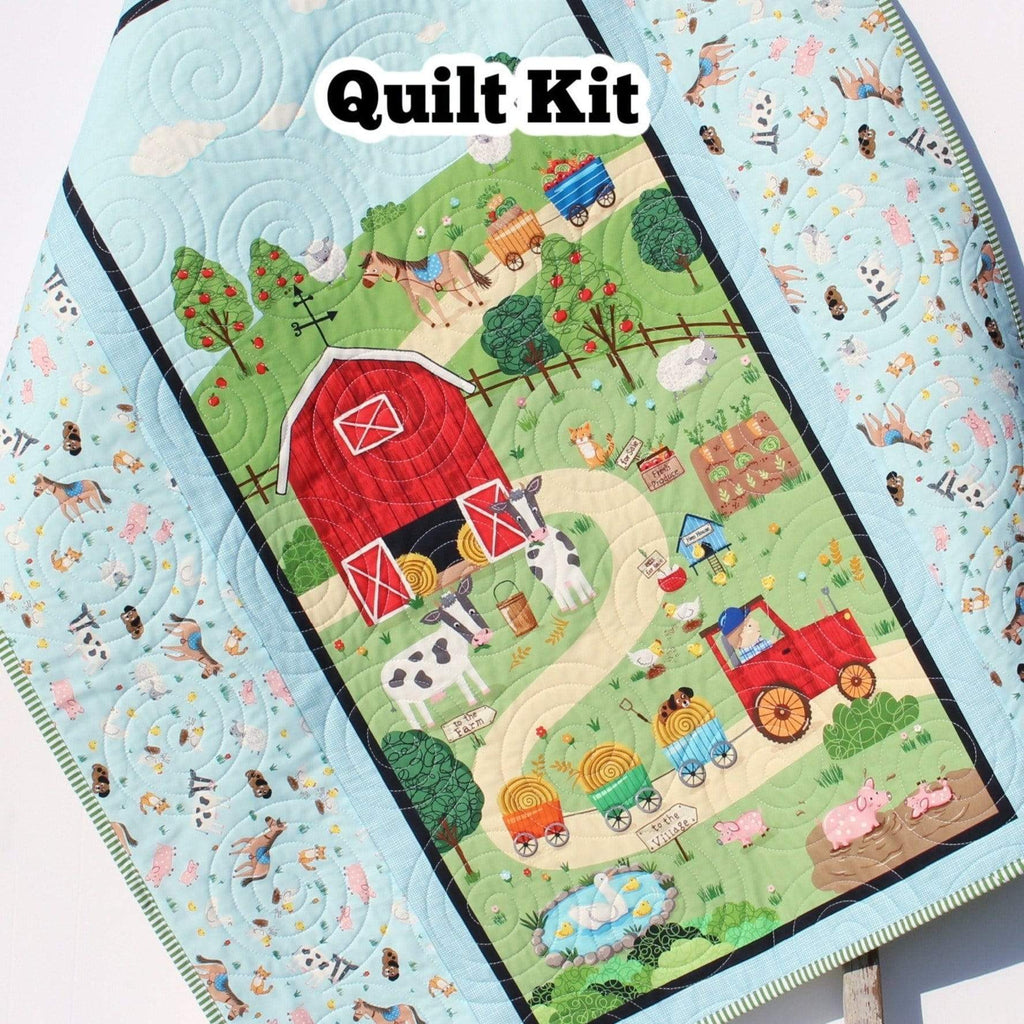 Kristin Blandford Designs Farm Animal Quilt Kit Quick Easy Fun Beginner Project Quilting Fabrics Baby Nursery Farm Bedding Cow Horse Pig Barnyard Newborn Panel