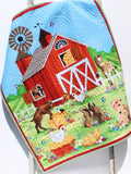 Kristin Blandford Designs Farm Quilt, Gender Neutral Baby Blanket, Boy or Girl, Barnyard Ranch Animals