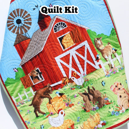 Barnyard Buddies Quilt Kit, Farm Panel Quick Easy Fun, Beginner Projec