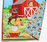 Kristin Blandford Designs Farm Quilt Kit, Panel Quick Easy Fun, Beginner Project, Quilting Fabrics, Baby Nursery Farm Bedding Cow Horse Pig Barn Barnyard Animals