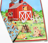 Kristin Blandford Designs Farm Quilt Kit, Panel Quick Easy Fun, Beginner Project, Quilting Fabrics, Baby Nursery Farm Bedding Cow Horse Pig Barn Barnyard Animals