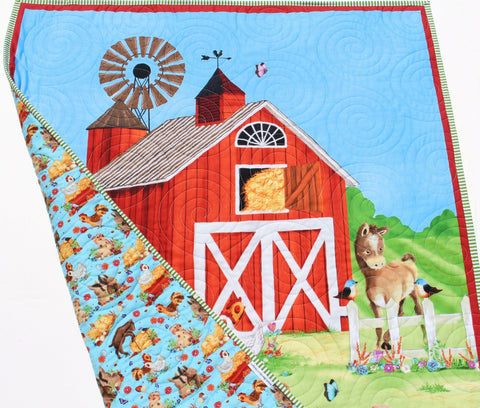 Barnyard Buddies Quilt Kit, Farm Panel Quick Easy Fun, Beginner Projec