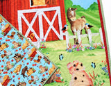 Kristin Blandford Designs Farm Quilt Kit, Panel Quick Easy Fun, Beginner Project, Quilting Fabrics, Baby Nursery Farm Bedding Cow Horse Pig Barn Barnyard Animals