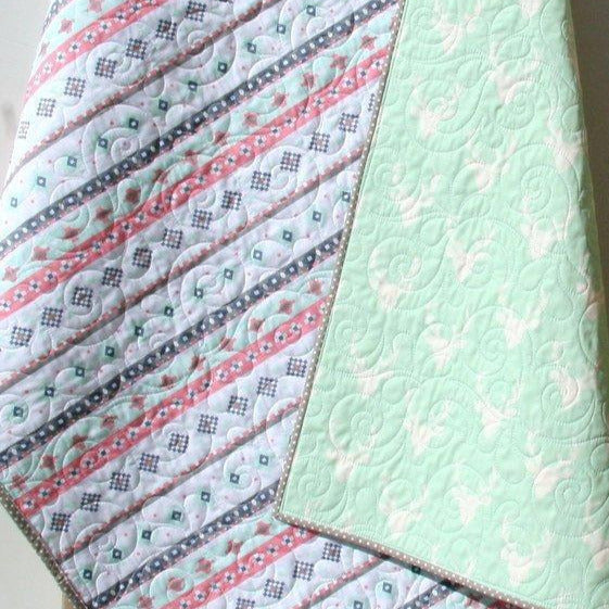 Fawn Baby Quilt, Baby Deer Blanket, Fawn Crib Bedding, Fawn Blanket, Aztec Baby Quilt Woodland Baby Quilts Mint Baby Quilt Deer Crib Bedding