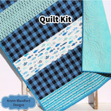 Kristin Blandford Designs Fishing Quilt Kit Plaid Stripe Rustic Woodland Bedding Crib Blanket Quilting Project Baby Quilt Kit Toddler Size Minky Fish Plaid Strip