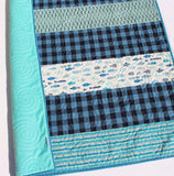 Kristin Blandford Designs Fishing Quilt Kit Plaid Stripe Rustic Woodland Bedding Crib Blanket Quilting Project Baby Quilt Kit Toddler Size Minky Fish Plaid Strip