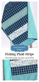 Kristin Blandford Designs Fishing Quilt Kit Plaid Stripe Rustic Woodland Bedding Crib Blanket Quilting Project Baby Quilt Kit Toddler Size Minky Fish Plaid Strip