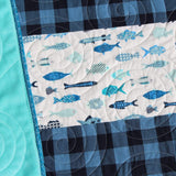 Kristin Blandford Designs Fishing Quilt Kit Plaid Stripe Rustic Woodland Bedding Crib Blanket Quilting Project Baby Quilt Kit Toddler Size Minky Fish Plaid Strip