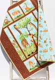 Kristin Blandford Designs Giraffe Quilt Kit Safari Animal Crib Blanket Quilting DIY Sewing Project Boy or Girl Beginner Quilt Kit Panel Fabrics Outdoor Scene Bees