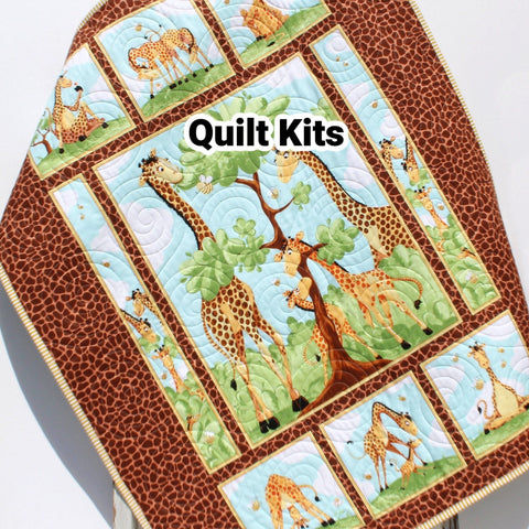 Kristin Blandford Designs Giraffe Quilt Kit Safari Animal Crib Blanket Quilting DIY Sewing Project Boy or Girl Beginner Quilt Kit Panel Fabrics Outdoor Scene Bees