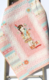 Aztec Girl Quilt, Indian Dream Catchers, Feathers Coral Pink, Crib Bedding Blanket