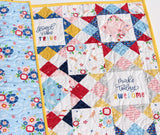 Kristin Blandford Designs Girl Quilts Baby Girl Quilt, Newborn Bedding, Handmade Monogrammed Gift Crib Nursery Decor Embroidery Name Gift Ohio Star Pattern Pink Light Blue Flower