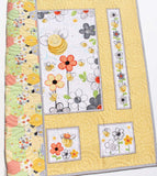 Kristin Blandford Designs Girl Quilts Baby Quilt Bee Baby Blanket Honeybee Floral Bedding Gender Neutral Newborn Monogram Gift Yellow Grey Gray Green Personalize Named Initials