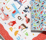 Kristin Blandford Designs Girl Quilts Baptism Baby Quilt, Noahs Ark Baby Gift Baby Crib Blankets Newborn Alphabet Nursery Bedding Boy Girl Gender Neutral Personalized Name