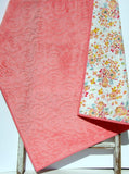 Boho Baby Quilt, Minky Blanket, Floral Girl Quilt, Roses Baby Blanket, Crib Bedding, Boho Nursery Girl, Coral Shower Gift, Personalized Name