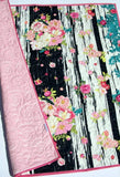 Boho Baby Quilt, Navy Girl Quilt, Floral Baby Blanket, Crib Bedding, Floral Crib Blanket