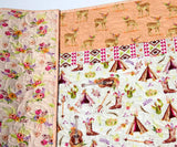 Kristin Blandford Designs Girl Quilts Boho Nursery Quilt, Cactus Crib Blanket, Baby Girl Deer Quilt, Fawn Blanket, Nursery Decor Aztec Flowers Coral Peach Newborn Gift for Her