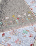 Bunny Baby Quilt, Littlest Pastel Grey Flowers Crib Bedding Blanket