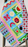 Butterfly Baby Quilt, Ladybug Nursery Bedding, Handmade Blanket, Newborn Girl Gift, Animals Owls Rainbow, Blue Pink Red, Baby Shower, Cot