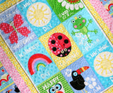 Butterfly Baby Quilt, Ladybug Nursery Bedding, Handmade Blanket, Newborn Girl Gift, Animals Owls Rainbow, Blue Pink Red, Baby Shower, Cot