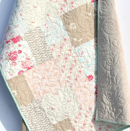 Farmhouse Baby Quilt Floral Minky Blanket Flower Crib Bedding