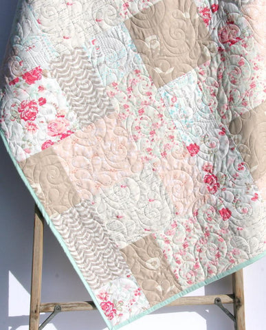 Farmhouse Baby Quilt Floral Minky Blanket Flower Crib Bedding Vinta