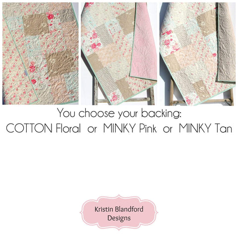 Farmhouse Baby Quilt Floral Minky Blanket Flower Crib Bedding Vinta