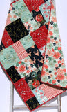 Floral Baby Quilt, Woodland Red Navy Blue, Deer Baby Girl Bedding, Modern Nursery Crib Blanket