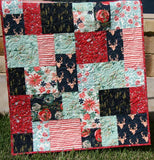 Floral Baby Quilt, Woodland Red Navy Blue, Deer Baby Girl Bedding, Modern Nursery Crib Blanket