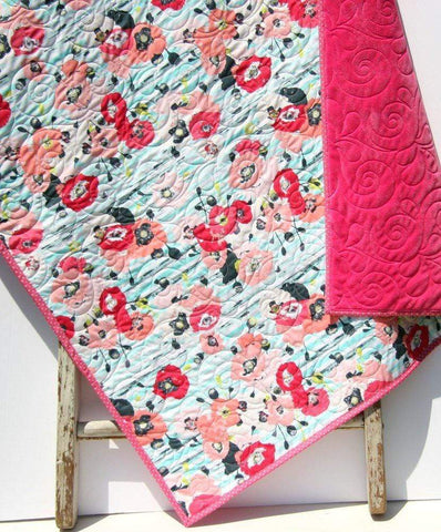 Floral cot quilt top