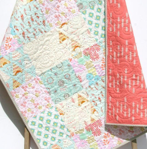 Girl Quilt, Baby Bedding, Crib Nursery Blanket, Baby Bedding Blanket, Low Volume Teepee