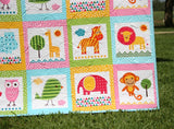 Girl Zoo Animal Quilt, Baby or Toddler Jungle Crib Bedding