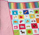 I Spy Quilt, Personalized Baby Gift, Patchwork Handmade Quilt, Girl Crib Blanket, Minky Nursery Bedding, Educational, Add Monogrammed Name