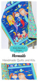 Kristin Blandford Designs Girl Quilts Mermaid Baby Blanket, Nautical Crib Bedding, Girls Quilt, Newborn Baby Gift, Ocean Nursery Theme, Sand Castle Fish Beach Blue Aqua Purple