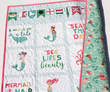 Kristin Blandford Designs Girl Quilts Mermaid Baby Blanket, Nautical Crib Bedding, Newborn Girls Quilt Baby Gift