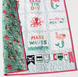 Kristin Blandford Designs Girl Quilts Mermaid Baby Blanket, Nautical Crib Bedding, Newborn Girls Quilt Baby Gift