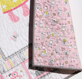 Kristin Blandford Designs Girl Quilts Newborn Baby Quilt, Girl Bedding Handmade Monogrammed Gift Crib Nursery Decor Embroidery Name Gift Pink Grey Gray Animal Blocks Elephants