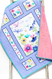 Kristin Blandford Designs Girl Quilts Newborn Gift, Butterfly Baby Quilt, Minky Blanket, Pink Crib Bedding, Gift from Grandma, Personalized Name Handmade Homemade Purple Newborn
