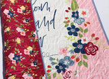 Kristin Blandford Designs Girl Quilts Personalized Baby Quilt, Girl Newborn Bedding Handmade Monogrammed Gift Crib Nursery Decor Embroidery Name Gift Pink Navy Blue Maroon Stripe