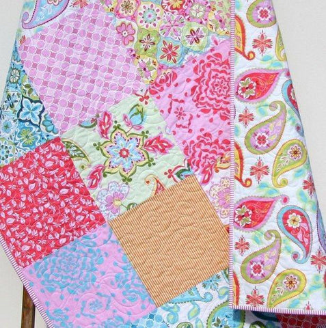 Pink Crib Quilt, Baby Custom Blanket, Floral Nursery Decor, Gifts for Baby, Paisley, Bedding for Baby, Patchwork, Christmas Gift, Kids Child