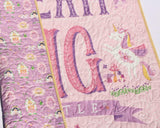 Kristin Blandford Designs Girl Quilts Princess Baby Quilt, Castle Nursery Bedding Unicorn Blanket Pink Yellow Purple Horses Flowers Crib Modern Infant Newborn Gift Shower