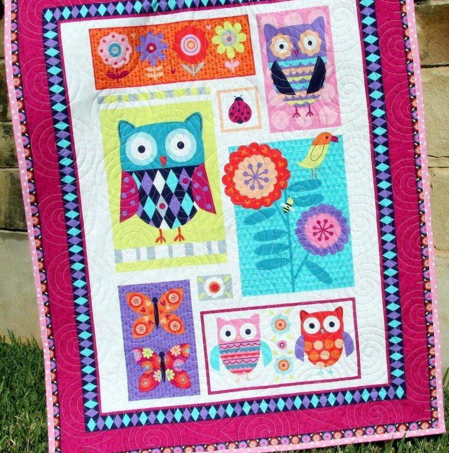 SALE Baby Blanket Owl, Crib Quilt, Pink Purple Aqua Blue, Butterfly Nursery Decor, Flowers Floral Cot, Baby Shower Gift, Newborn Stroller