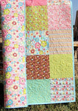 SALE Owl Baby Quilt, Floral Baby Blanket, Modern Girl, Crib Bedding, Pink and Brown Nursery Decor, Handmade Gift, Keepsake, Baby Shower Cot