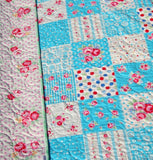 Shabby Chic Quilt, Roses Flowers Crib Bedding, Nursery Blanket, Girl Patchwork