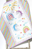 Unicorn Baby Quilt, Girl Nursery Bedding, Rainbow Blanket, Pink Blue Purple, Horses Stars Crib, Modern Infant Newborn Gift Shower, Grandbaby