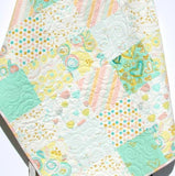 Watercolor Floral Quilt, Coral Mint Gold, Pastel Blanket, Kids Minky Blanket, Flowers