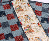 Western Baby Quilt Cowgirl Blanket Nursery Bedding Red Blue Bandana Patchwork Girl Horse Country