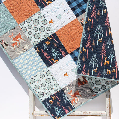 Handmade Baby Quilt Woodland Nursery Personalized Blanket Modern Crib
