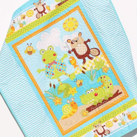 Kristin Blandford Designs Homemade Baby Quilts, Stroller Blanket, Cute Animals, Frog Beaver Alligator
